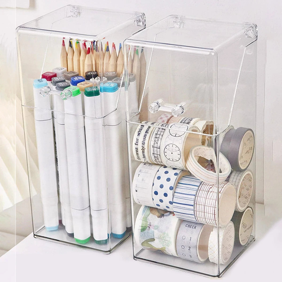 Organizador Transparente para Brochas con Tapa Antipolvo