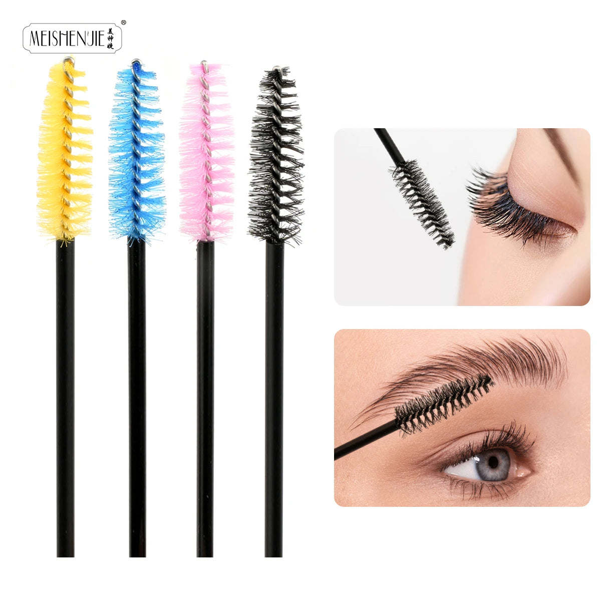 Cepillos Desechables para Pestañas y Cejas - 50 Piezas Aplicador Máscara y Extensiones