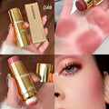 Barra de Rubor Cremoso 2 en 1 con Esponja - Rubor en Barra Larga Duración Acabado Natural para Mejillas y Labios